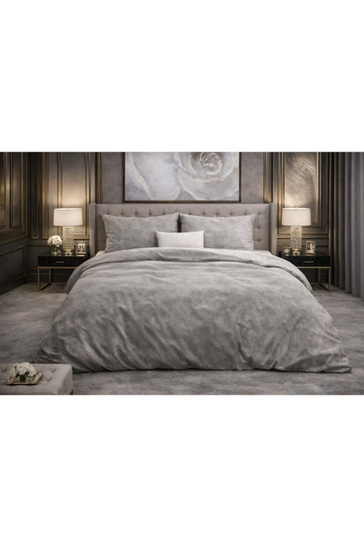Sleeptime Lenjerie de pat single bumbac si poliester, 2 piese, 140x220 cm – Washed Cotton Gray