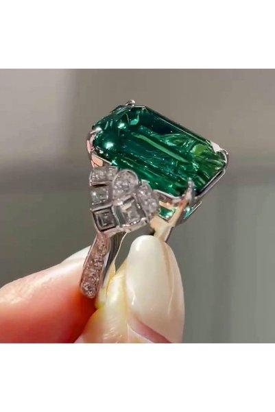 Choice 10 Q793 Huitan Big Green Cubic Zircon Women Rings Anniversary Party Lu...