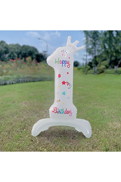 Choice 32inch 1 Birthday Digital Balloon White Standing 32 inch Happy Birthda...