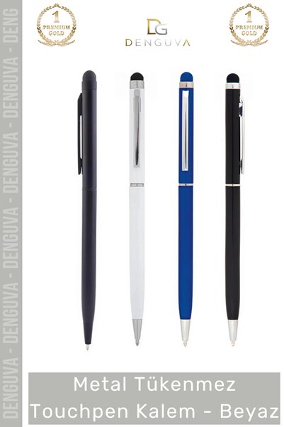 Denguva # Pen Corporate Promotional Laser Printing Metal Body Touchscreen Stylish Ballpoint Touchpen Pen White