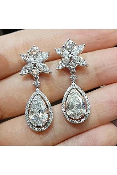 Choice E1463 Huitan Fashion Water Drop CZ Dangle Earrings for Women Silver Co...