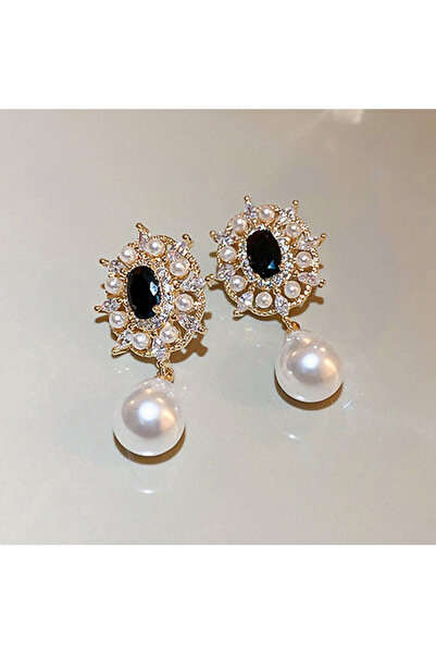 Choice E2412 Huitan Vintage Black CZ Simulated Pearl Drop Earrings for Women ...