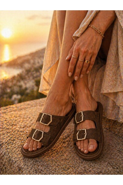 MUGGO GOLDY Γυναικείες Παντόφλες Καθημερινές με Διπλή Πόρπη και Ρυθμιζόμενη Ά...