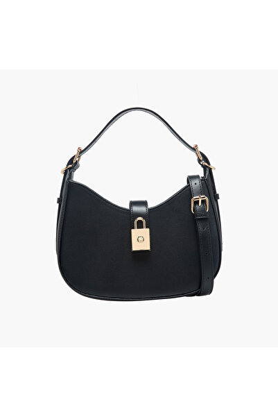 Adore Lock Charm Detail Crossbody Bag with Detachable Strap