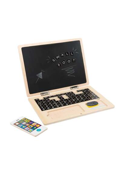 Small Foot Laptop din lemn cu tablă magnetică – Jucărie educativă pentru copi...