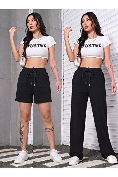 yx yustex sport Pachet de 2 pantaloni de trening și pantaloni scurți pentru f...
