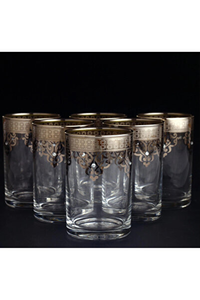 AbkaKristal 6-Piece Ottoman Beaded Coffee Side Cup Set Platinum