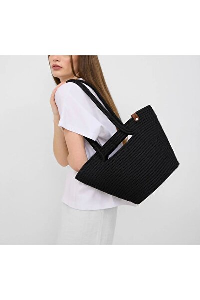 eranora Ψάθινη τσάντα ώμου Pulia με λαβή για κράτημα στο χέρι