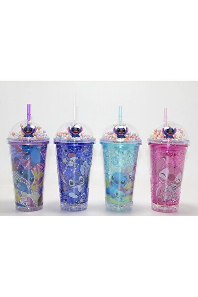 ALVERA COLLECTION Cute Stitch Lighted Sequin Water Bottle with Straw &amp;   ...