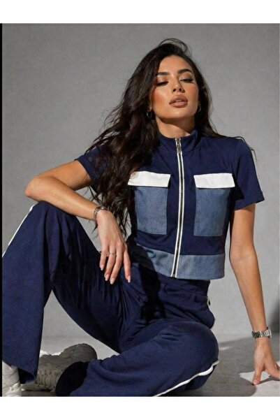 By Kuzey Aras Αθλητικό κομψό σετ με λεπτομέρεια από ύφασμα Modal και φερμουάρ