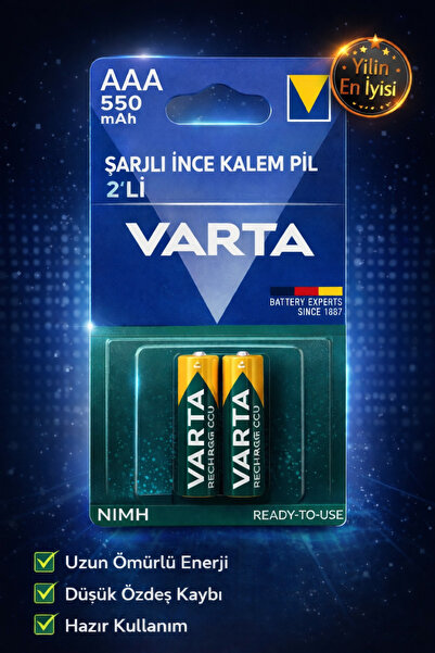 ANI OFİS KIRTASİYE A K 550 mAh AAA Şarjlı İnce Kalem Pil 2’li – Uzun Ömürlü, ...