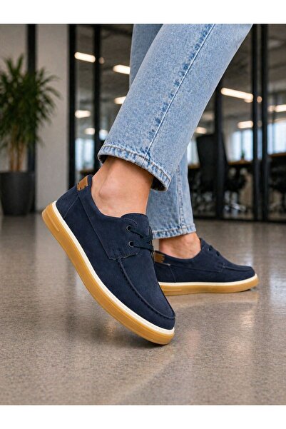 ROYSHOES ERKEK LACİVERT SÜET GÜNLÜK AYAKKABI-KAYMAZ TABAN CASUAL ŞIK LOAFER