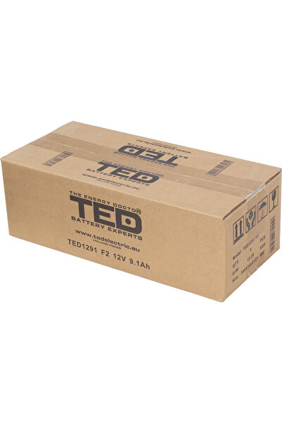 TED Electric Acumulator Stationar Etans AGM VRLA 12V 9.1A F2 T2, Dimensiuni 151mm x 65mm x h94mm Pentru Navomodel