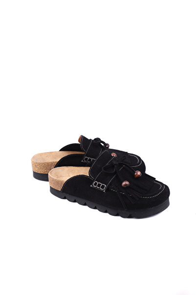 stato Γυναικείες παντόφλες Marsella από γνήσιο δέρμα με λεπτομέρεια φούντας, ...