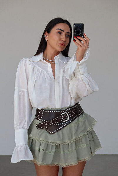 Özge Özgenç İspanyol Kol Büzgülü Gömlek