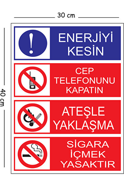 Mayeka Metal Energy Cut Off Turn Off Mobile Phone Do Not Approach Fire 30X40 ...