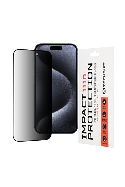 Evolium Folie Privacy pentru iPhone 15 Pro, Full Glue, Anti-Soc, din Sticla S...