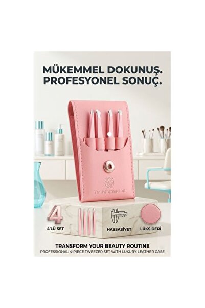 ModaCar Profesyonel Kaş Alma Cımbız Seti - 4'lü Paslanmaz Çelik ve Özel Deri ...