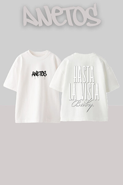 Anetos Μπλουζάκι Hasta La Tasarım με στάμπα στην πλάτη, βαμβακερό, λευκό, ove...