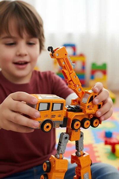 Miniso Robot Dönüşebilen Vinç Oyuncak – Hareketli Parçalı Eğitici Tasarım 18 Cm