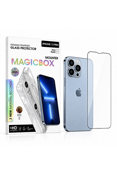 iPhone 13 Pro Temperli Cam Ekran Koruyucu Magic Box Kolay Kurulum 9H Çizilmez Full Kaplama