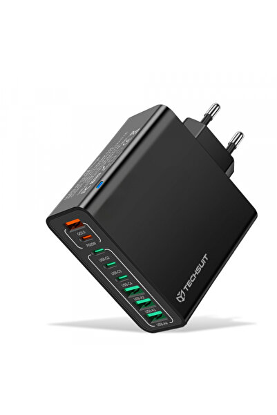 Techsuit Incarcator Retea CHPD224, 65W, 3.25A, 4 x USB-A - 4 x USB-C, Negru