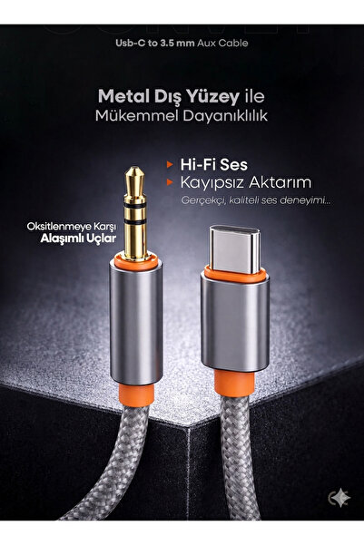 TY Tech İphone Android Uyumlu DAC Çipli Type-C To 3.5mm Aux Kablo - Tak Çalış...