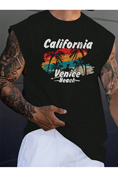 bellanova Printed Sleeveless Tshirt Men's Zero Sleeve Clothing Sportswear Ove...
