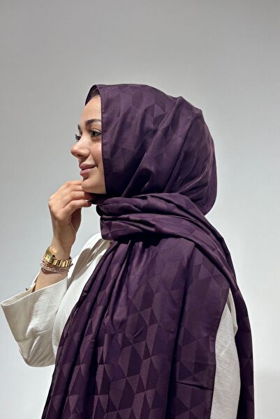 Firuze scarf شال من القطن والخيزران باللون الأرجواني من نوع الجاكار