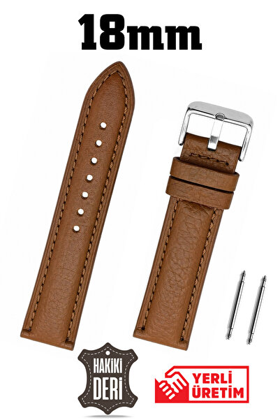 Saatse 18mm Light Brown Tan Flotter Curved Genuine Leather Watch Band Strap
