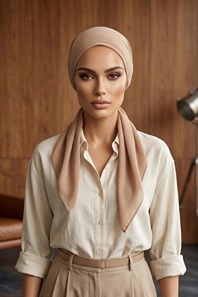 Aisha's Design Connectable Non-Slip Combed Cotton Inner Chiffon Bonnet, B-97, Milk Coffee