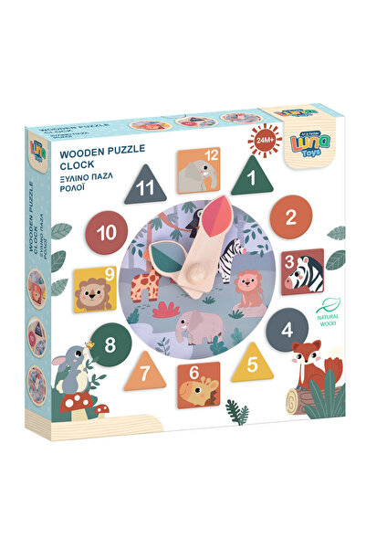 Luna Toys Ceas din lemn tip puzzle, Luna Toys, 22 x 3 cm