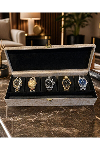 Decart Dizayn Luxury Watch and Ring Storage Box 6 Compartments Velvet Interio...