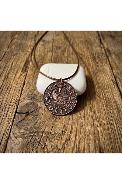 Zib Grips Velvet Copper Bereket Boynuzu Rün Bakır Kolye El Yapımı Boho Spirit...