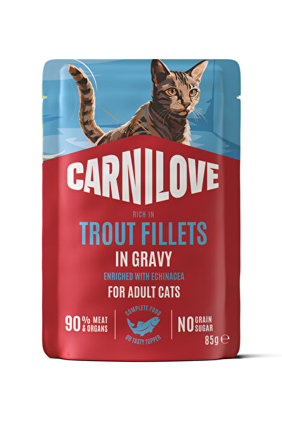 Hindili & Alabalıklı (Ekinezya bitkili) Soslu Yetişkin Kedi Pouch Yaş Mama 85 gr