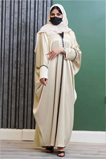 Hasnaa Abaya عباية بشت بيج فاتح بقيطان كريستال