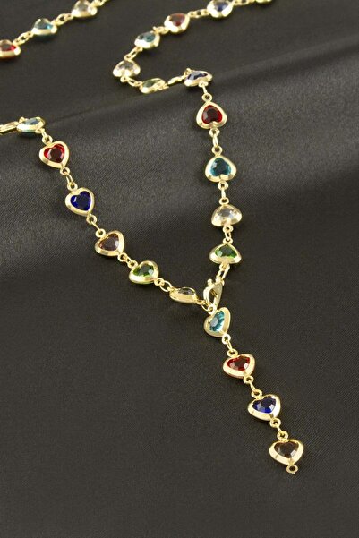 Marsilyan Heart Zircon Stone Y Necklace Ilkel-Bjt940
