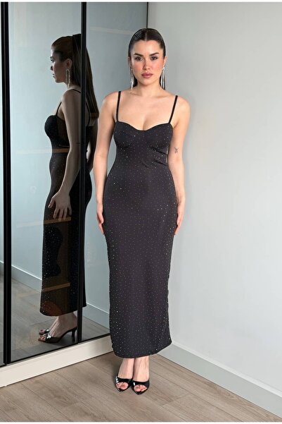 ROUPAS COLLECTİON Violet Taşlı Elbise
