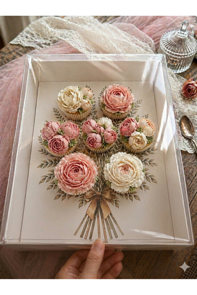 Ege Concept Life Buket Cupcake Kutusu Yaprak Baskılı 7 Bölmeli - Pasta & Sunu...