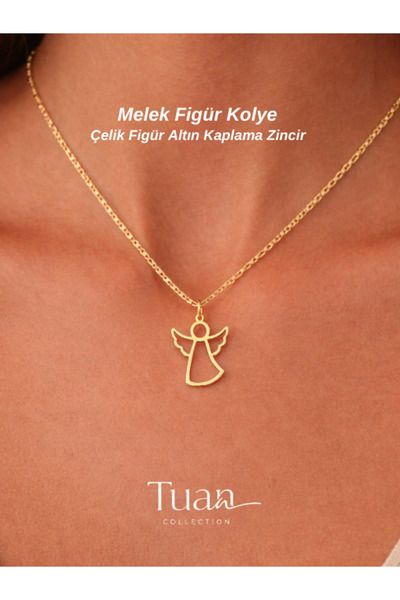 Tuan Collection Angel Silhouette Figure Gold Necklace Gift Steel Zircon Angel...
