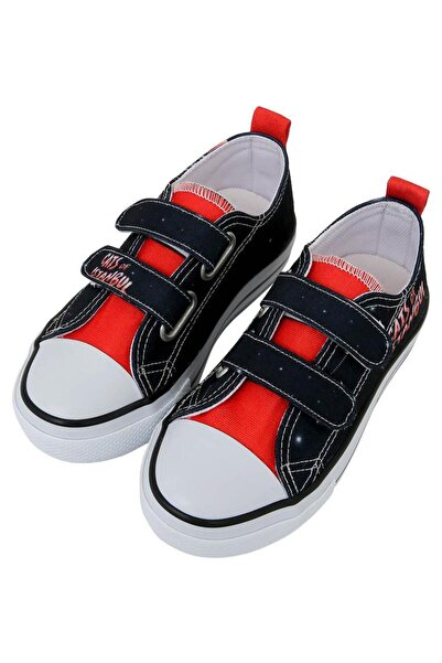 Dogo Unisex Παιδικά Vegan Μαύρα Sneakers με Velcro - Σχέδιο Paws on Taksim