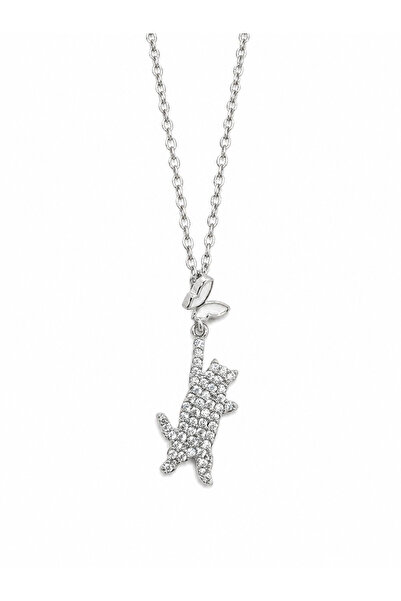 Yuchicly Butterfly Detailed Cat Pattern Quality Stainless Steel Necklace