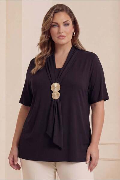 RMG Large Size T-Shirt with Collar Accessory Black