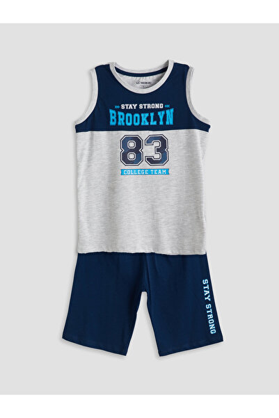 LC Waikiki Set de pijamale pentru băieți, cu guler rotund și pantaloni scurți
