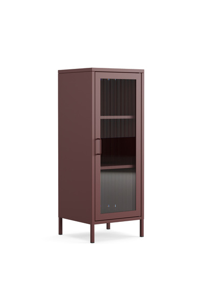 Furni24 Pera Camlı Metal Dolap 42x110cm, Cam Kapaklı Vitrin - Büfe - Kitaplık...