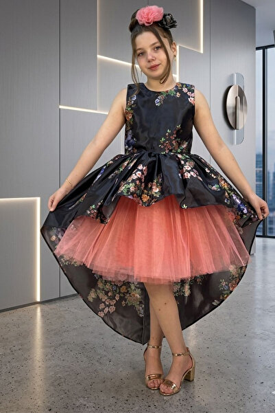 tny kids collection Floral Patterned Satin Dress