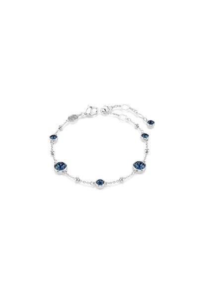 Swarovski Imber Emily Tennis Bileklik Yuvarlak Kesim Mavi Rodyum Kaplama STD