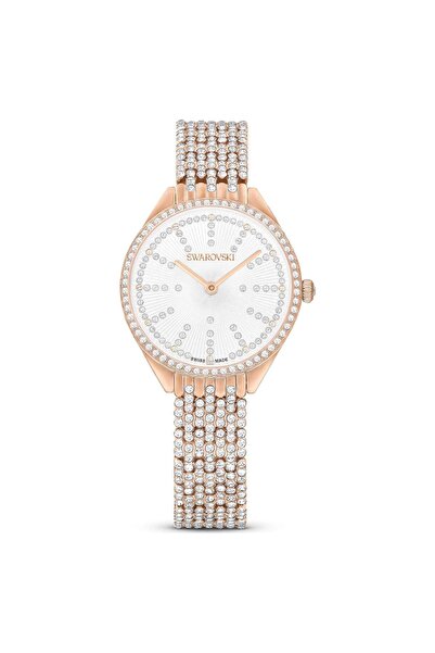 Swarovski سوار معدني من إنتاج شركة Attract Saat السويسرية مطلي باللون الذهبي ...