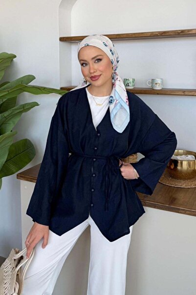 Hazamoda Jacquard Shirt Navy Blue