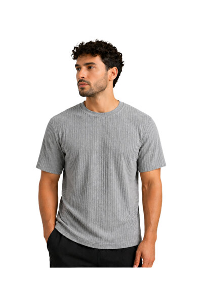Yassino Hair Knit Jacquard Fabric 100% Cotton Men's T-Shirt 26015